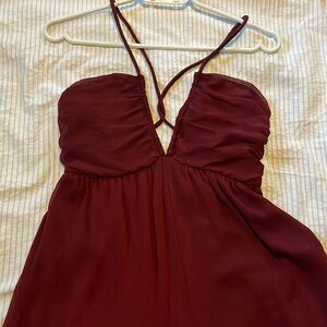 Burgundy Zara backless jumpsuit